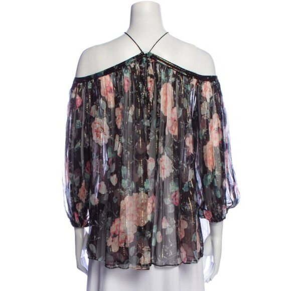 Zimmermann Master Flute Silk Gold Floral Blouse b115 - Picture 8 of 9